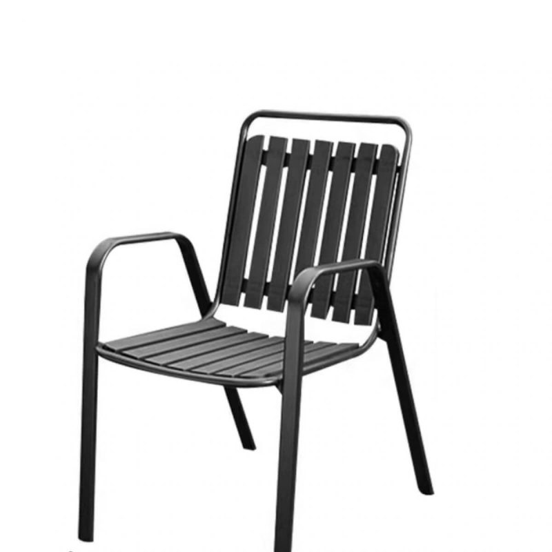 Rostbeständiges modernes Outdoor-Essset mit Holztischplatte, Tinte Tisch & Stuhl, 5-teilig, 63"L x 35,4"B x 29,5"H, Tisch & 4 Stühle