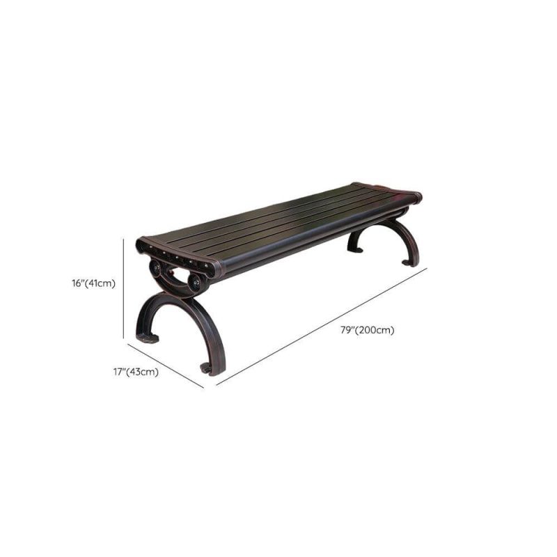 Dimension of Modische Gartenbank mit Aluminium-Sitz in Tinte und gebogenem Sitz, Bronze, 79"L x 17"B x 16"H