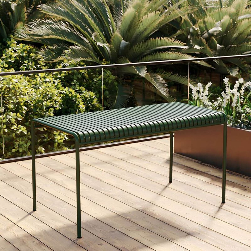 Metall-Gartentisch im zeitgenössischen Stil, wasserbeständig in rechteckiger/quadratischer Form - Nur Tisch 55.1"L x 27.6"B x 29.5"H Grün