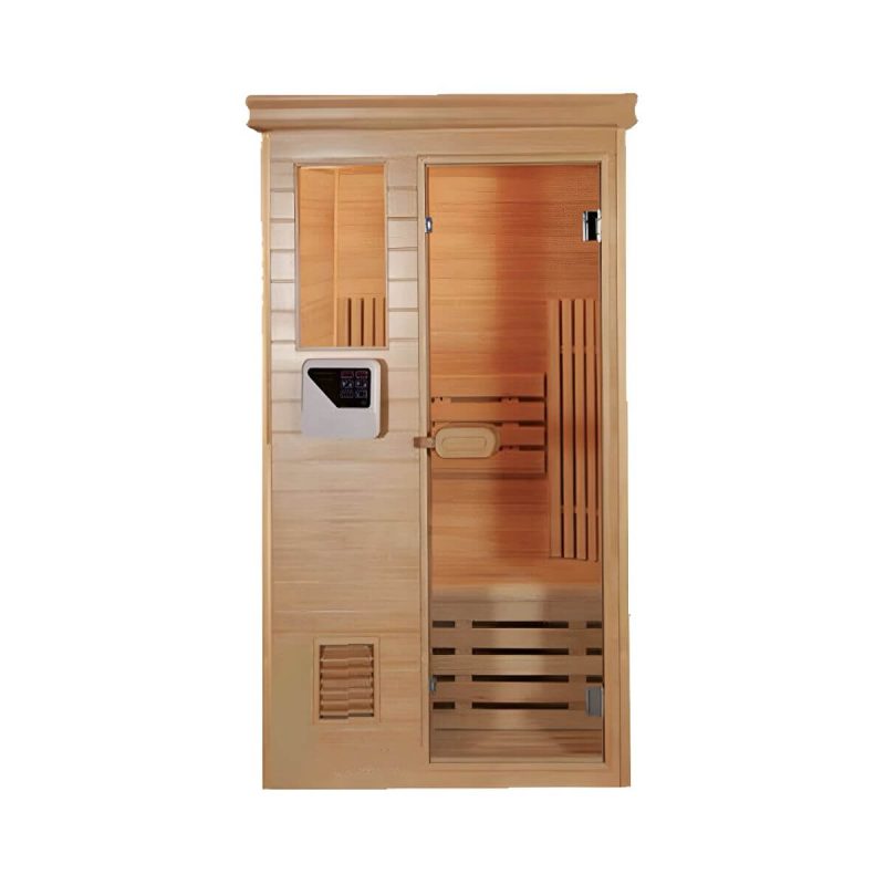 Infrarotsauna für 1 Person mit maximaler Temperatur 90°C, Holzmaterial und Sitzbank - 39.4"L x 39.4"B x 78.7"H
