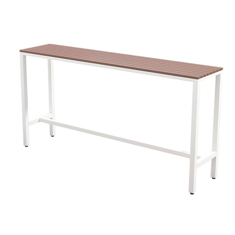 Industrieller Metall- und Holz-Bartisch im Rechteck - Weiß 86,6"L x 15,7"B x 41,3"H Nur Tisch