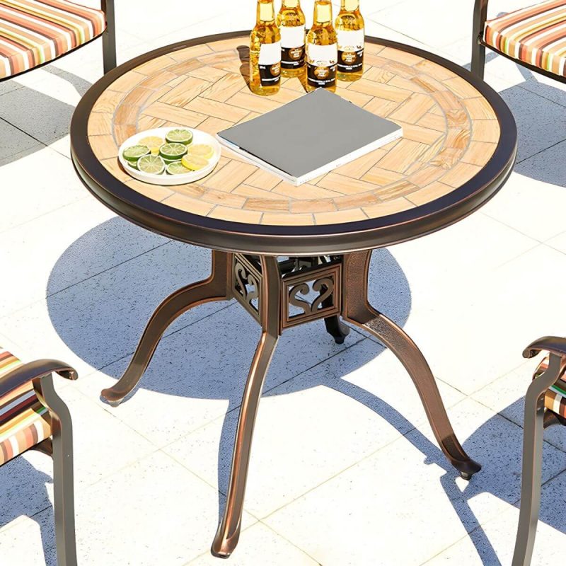 Moderner Outdoor-Patio-Tisch aus Keramik, rostbeständiger Patio-Tisch mit Aluminiumrahmen - Nur Tisch 33"L x 33"B x 30"H