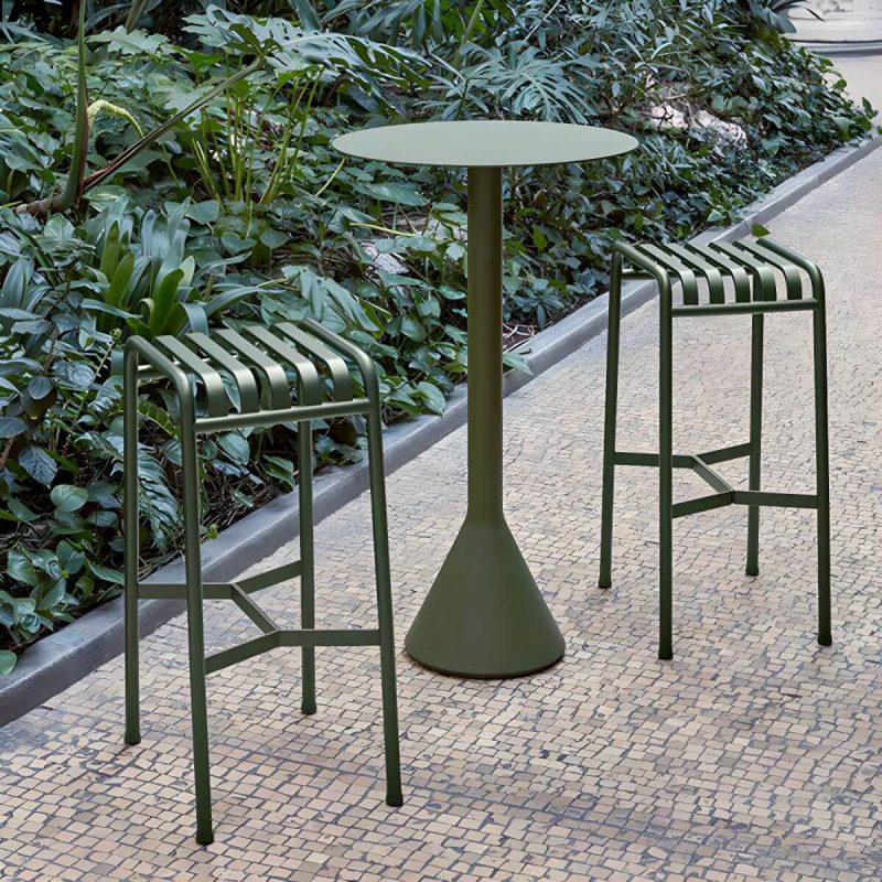 Zeitgenössischer Metall-Patio-Tisch rund/quadratisch wasserbeständig in Grün - 23,6"L x 23,6"B x 41,3"H Nur Tisch