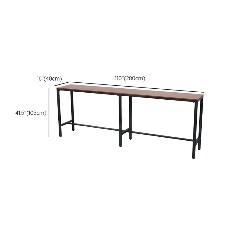 Dimension of Industrieller Metall- und Holz-Bartisch für die Terrasse im Freien mit nicht klappbarem Design und mittlerem Holzton - Nur Tisch 110,2"L x 15,7"B x 41,3"H