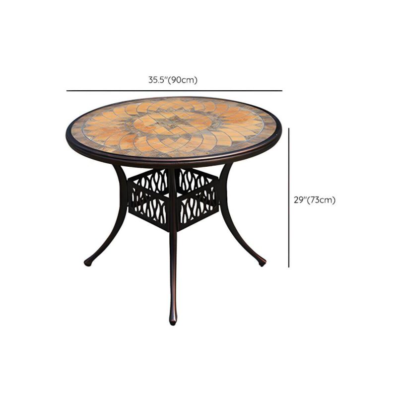 Dimension of Moderner Outdoor-Patio-Tisch aus Keramik, rostbeständiger Patio-Tisch mit Aluminiumrahmen - Nur Tisch 35,4"L x 35,4"B x 28,7"H