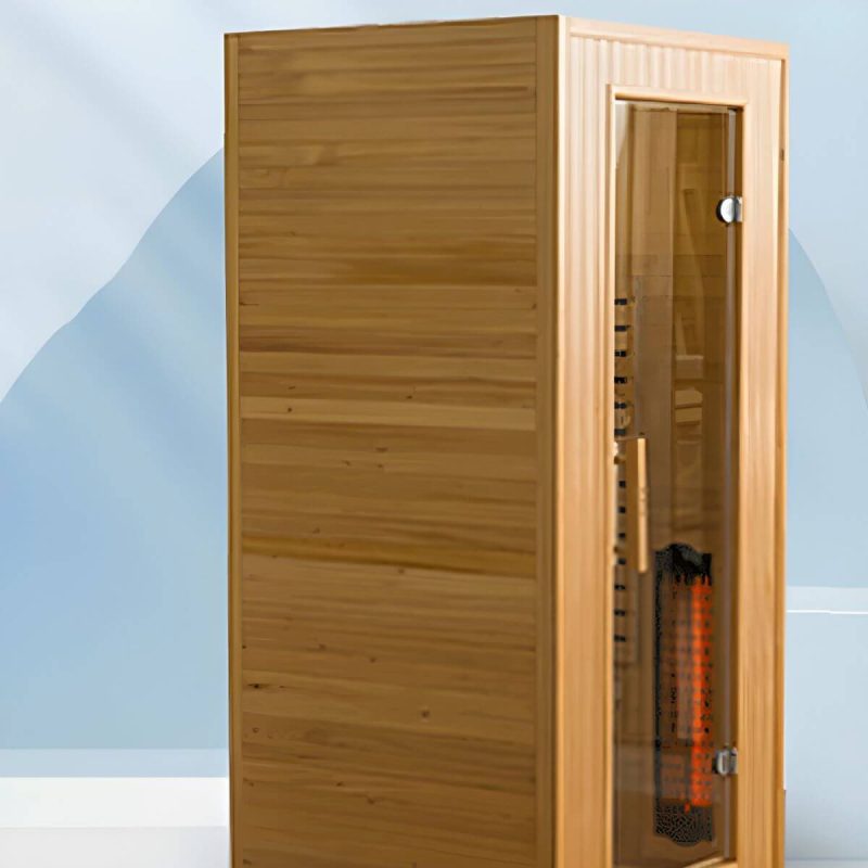 Rechteckige Holzsauna mit LED-Beleuchtung, Bluetooth und MP3-Player kompatibel - 35"L x 35"B x 75"H
