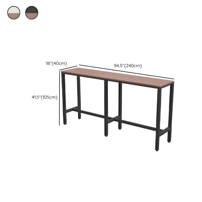 Dimension of Industrieller Metall- und Holz-Bartisch im Rechteck - Schwarz 94,5"L x 15,7"B x 41,3"H Nur Tisch
