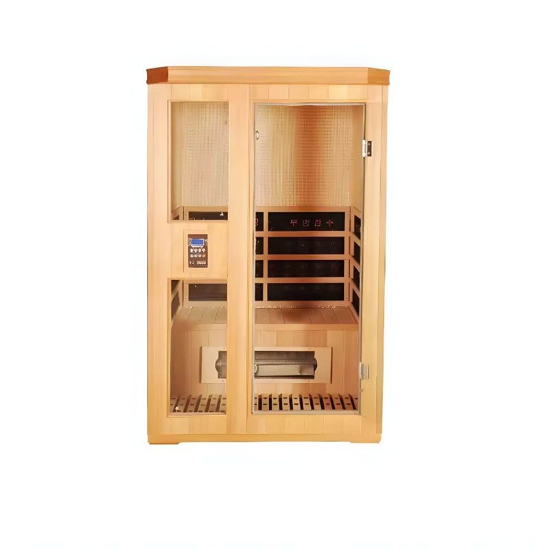 Holz-Rechteck-FAR-Infrarot-Sauna mit LED-Beleuchtung und Bluetooth-Kompatibilität - 47"L x 43"B x 75"H