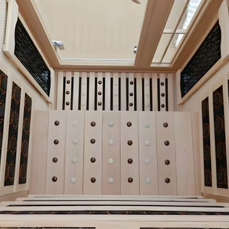 Premium Holz Infrarotsauna mit LED-Beleuchtung und Bluetooth, ideal für den Innenbereich - 43"L x 35"B x 75"H Glasfenster inbegriffen