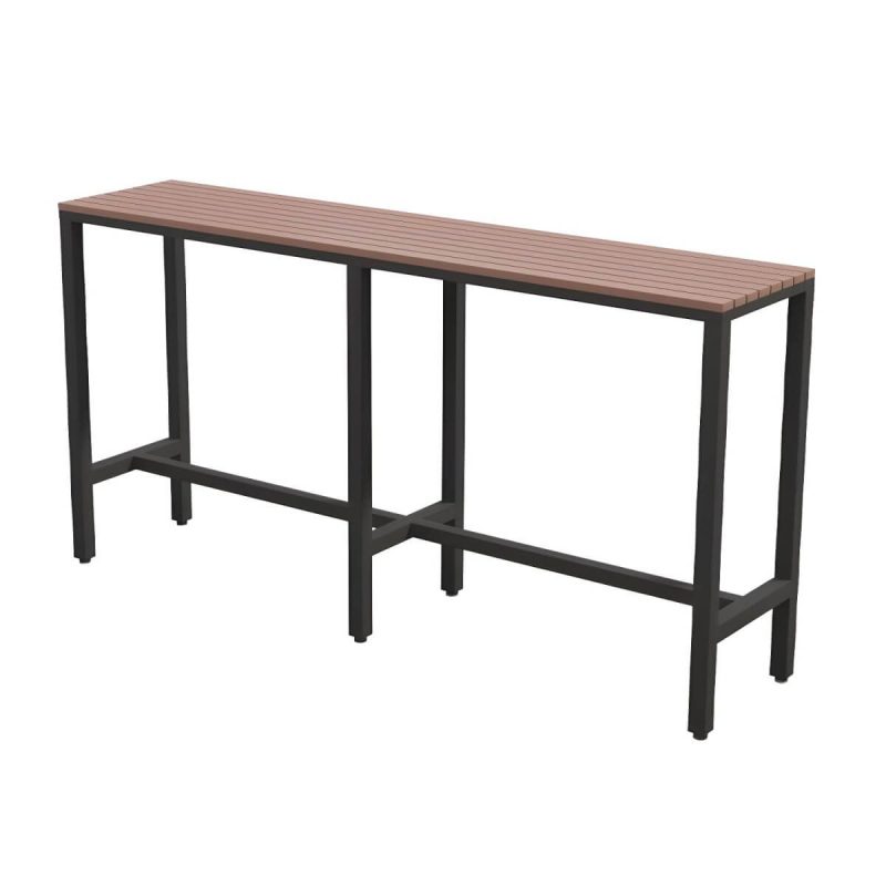 Industrieller Metall- und Holz-Bartisch im Rechteck - Schwarz 94,5"L x 15,7"B x 41,3"H Nur Tisch