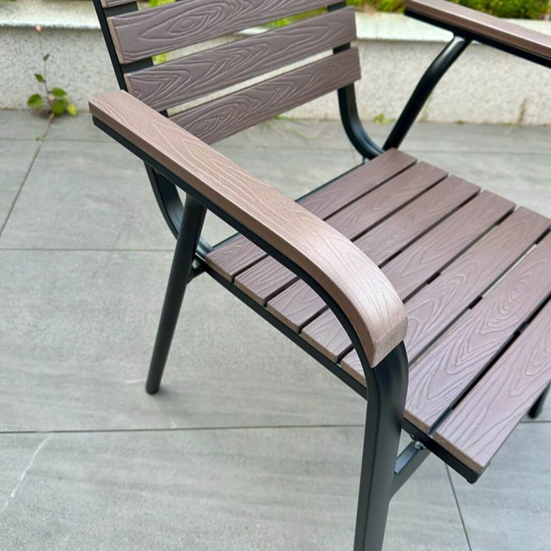 Rostbeständiges modernes Alloy Outdoor-Esszimmerset mit Kakaotisch und Stuhl, 5-teilig, 63"L x 35,4"B x 29,5"H, Tisch & 4 Stühle