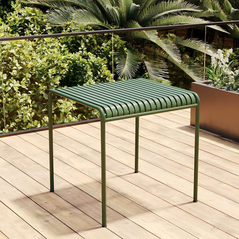 Metall-Gartentisch im zeitgenössischen Stil, wasserbeständig in rechteckiger/quadratischer Form - Nur Tisch 27.6"L x 27.6"B x 29.5"H Grün
