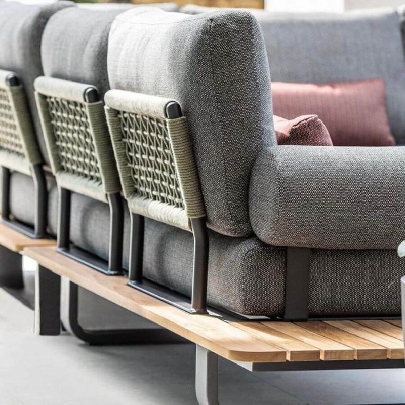 5-teiliges Set, Aprikosenfarbe, Outdoor-Sofagruppe, Baumwoll-Leinen, 2 Tische, 5-teiliges Set (2 Loveseats Couchtische)