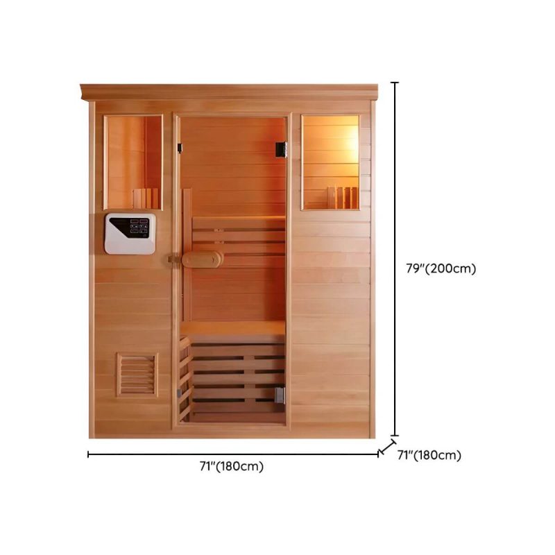 Dimension of Luxus Holz FAR Infrarot-Sauna mit LED-Beleuchtung und Bedienfeld - 71"L x 71"B x 79"H