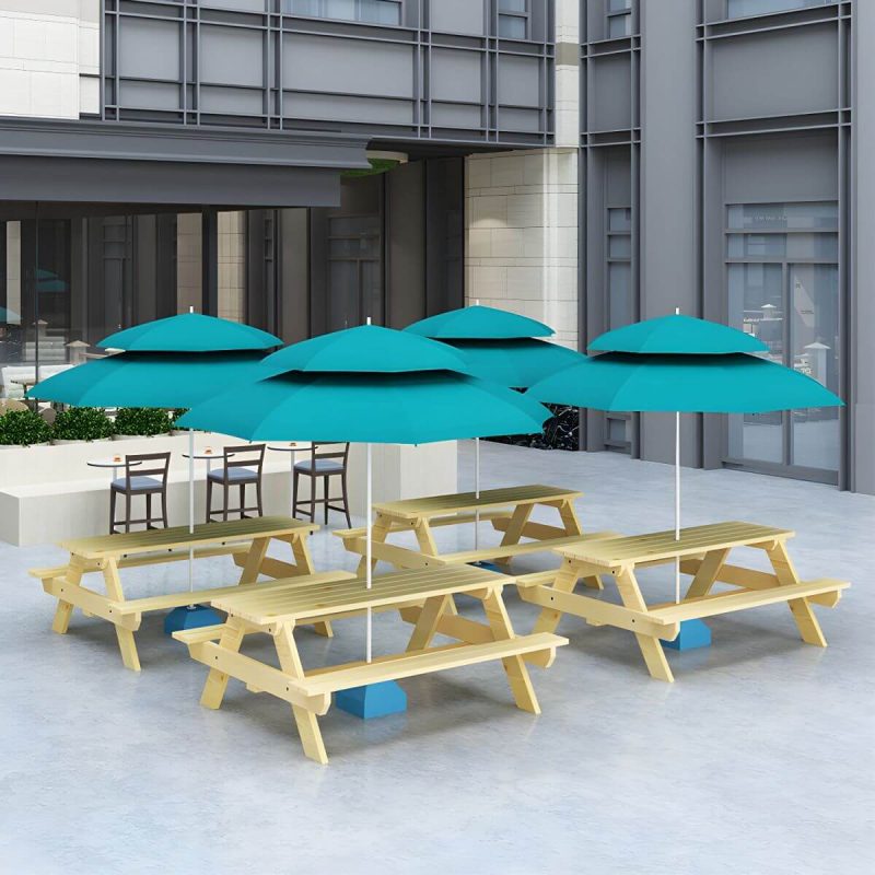 Zeitgenössischer Massivholz-Picknicktisch rechteckig wasserfester Picknicktisch - Braun Tisch 63"L x 24"B x 28"H nur Tisch