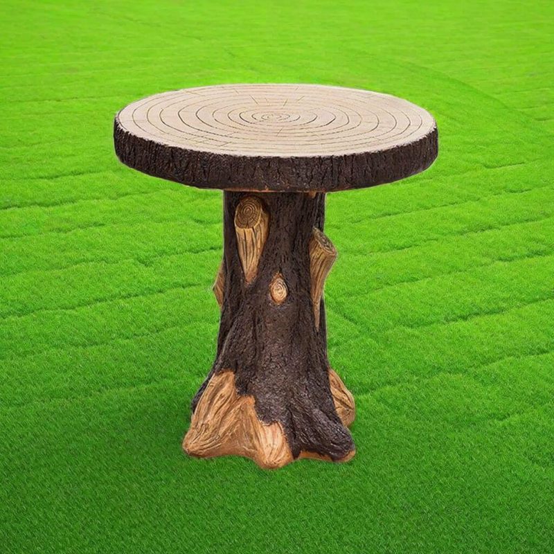 Stein Naturfinish Runder Patio-Esstisch im Art-Deco-Stil, Nur Tisch, 30"L x 30"B x 28"H