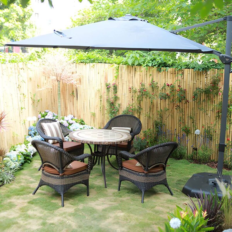 Stein/Keramik-Esstisch Outdoor Aluminium-Gestell Terrassentisch in Braun - Nur Tisch 79"L x 39"B x 29"H