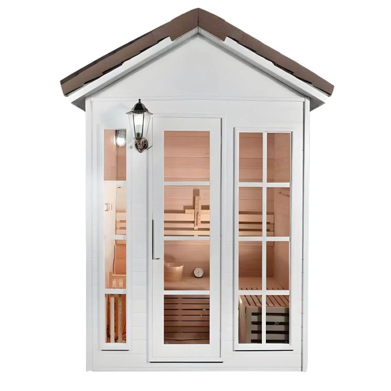 1 Sitz Hemlock FAR Infrarotsauna mit LED-Beleuchtung und Bluetooth - Natur 39"L x 39"B x 96"H
