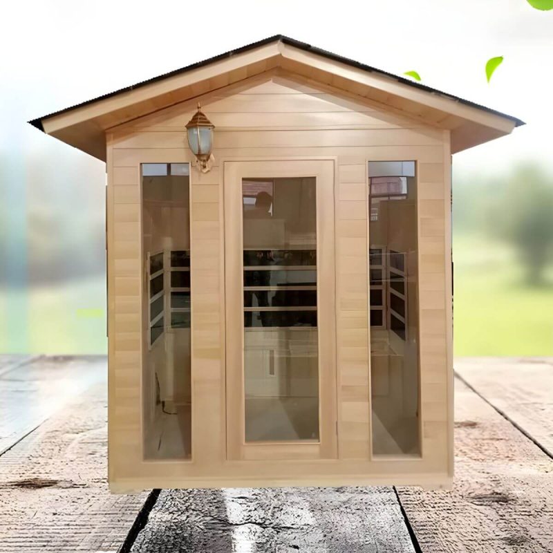 1 Sitz Hemlock FAR Infrarotsauna mit LED-Beleuchtung und Bluetooth - Natur 71"L x 47"B x 96"H