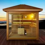 1 Sitz Hemlock FAR Infrarotsauna mit LED-Beleuchtung und Bluetooth - Natur 79"L x 79"B x 96"H