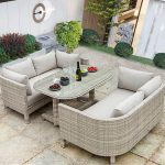 4-teiliges Outdoor-Sofa-Set mit grauem Vitreous-Tisch, grauem Kissen, Sofa, UV-beständig, Stuhl, 4-teiliges Set (2 Stühle & 1 3-Personen-Sofa & 1 Couchtisch)