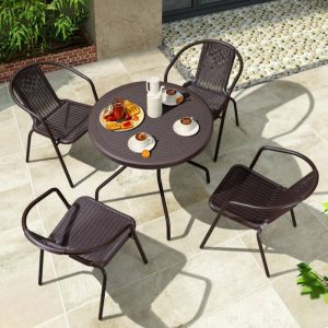 Transparenter Glasur Outdoor-Esstisch mit Schirmloch, Wasserdichte Quadratform, Casual-Stil, 31.5"L x 31.5"B x 28.3"H, Nur Tisch