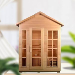 Outdoor Holzsauna mit echtem Holzrahmen - LED-Beleuchtung und vielseitiges Bedienfeld inklusive - Weiß 47"L x 47"B x 96"H
