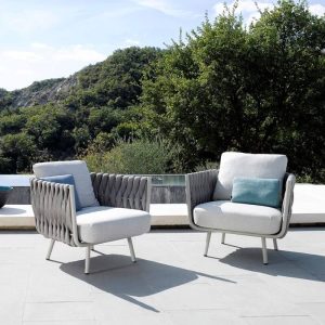 Mehrsitzige wasserbeständige Sofa mit grauer Textilpolsterung und Metallrahmen in Tinte oder Beige, Sofa inbegriffen - Hellgrau 3-teiliges Set (2 Stühle & Beistelltisch)