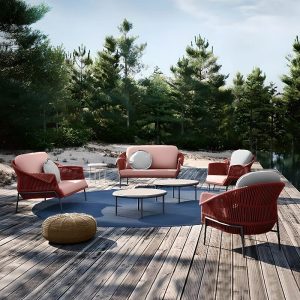Einfaches Metallsofa, wasserabweisend, schwarzer Rahmen, für 3 Personen, inklusive Kissen, Einzelstück, 3-Sitzer Sofa