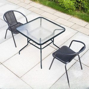 Rostbeständiges klares Vitreous-Patio-Esszimmer-Set, 3-teiliges Set mit Stuhl & Tisch, minimalistischer Stil, 31,5"L x 31,5"B x 27,6"H, Schreibtisch mit 2 Stühlen