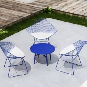 4-teiliges Outdoor-Sofa-Sitzset mit PU (Polyurethan) Tintenpolsterung, schwarzem Tisch, Stahltischplatte, Stuhl und abnehmbaren Kissen, Schwarz, Tisch & 3 Stühle