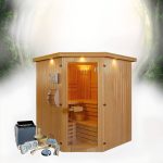 Auburn MP3-Player-kompatible Far-Infrarot-Saunen für draußen mit Lonizer, Tür(en) und Bank für 4 Personen, 59"L x 59"B x 79"H