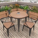 Trendy Sepia Holzverbund Kratzfester Orbicular Patio-Esstisch, Schwarz, 27.6"L x 27.6"B x 29.5"H, Nur Tisch