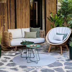 Casual Brauner Rattan Sofa für 1 Person, wasserfest, 1 Stück mit Kissen, 1-Sitzer Sofa