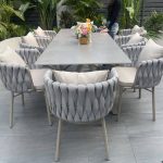 Grauer Patio-Esstisch mit Legierungsrahmen im Art-Deco-Stil, 63"L x 35,4"B x 29,5"H, nur Tisch