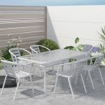 Clear Iron Outdoor-Esstisch, wetterfest rechteckig, 5-teilig mit Stuhl und Tisch, 150 cm L x 90 cm B x 71 cm H, Tisch & 4 Stühle