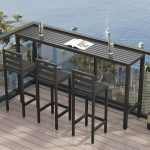 Industrieller schwarzer Metall-Patio-Esstisch mit Espresso-Holzplatte - 78,7"L x 15,7"B x 41,3"H Nur Tisch
