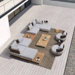 Lässiges graues Metall UV-beständiges Sofa mit Kissen & Polster für 1 Person, Quadratisch, Ecksofa