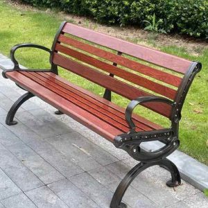 Modish Patio Bench mit Engineered Wood in Sepia, geschwungener Armlehne und Rückenlehne, 70.9"L x 23.5"B x 30.7"H, behandeltes Holz