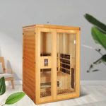 Holz-Rechteck-FAR-Infrarot-Sauna mit LED-Beleuchtung und Bluetooth-Kompatibilität - 59"L x 47"B x 75"H