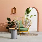 Orange Legierung Loveseat, rostbeständig, für 2, trendiger Stil mit Kissen, 1 Stück, 2-Sitzer Sofa