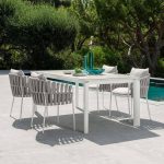 Moderner einfacher Stil Outdoor-Armlehnenstuhl mit Aluminium-Metall, UV-beständig, Kissen, grauer Rücken, 1 Stuhl, 24"L x 26"B x 30"H