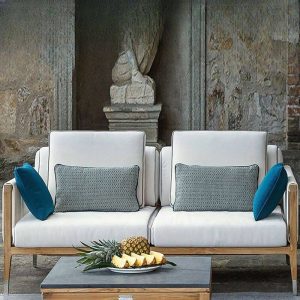 Outdoor-Sofasitzgruppe mit Ottoman, Taubengrauem Tisch, 5-teiligem Set, 5-teiligem Set (2 Loveseats & Ecksofa & Couchtisch & Ottoman)