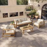 Helles Holz Naturholz Sofa, 1 Stück mit abnehmbarem Kissenbezug, wasserabweisend, Sitzt 3 im modernen einfachen Stil, 3-Sitzer Sofa
