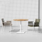 Rechteckiger/Runder moderner Gartentisch mit Metallständerbasis - Nur Tisch Rund Metall