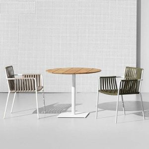 Rechteckiger/Runder moderner Gartentisch mit Metallständerbasis - Nur Tisch Rund Metall