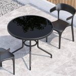 Rostbeständiges modernes Outdoor-Esstischset, Vitreous 3-teiliges Set in Tinte mit Stuhl und Tisch, 31.5"L x 31.5"B x 28.3"H, Schreibtisch mit 2 Stühlen