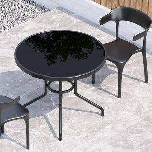 Rostbeständiges modernes Outdoor-Esstischset, Vitreous 3-teiliges Set in Tinte mit Stuhl und Tisch, 31.5"L x 31.5"B x 28.3"H, Schreibtisch mit 2 Stühlen