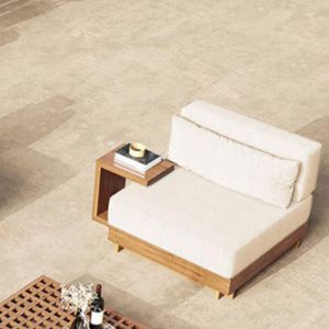 Casual Natural Wood Sofa, Holzmaserung Rahmen, für 1 Person, inklusive Kissen, UV-beständig, Einzelstück, 1-Sitzer Sofa