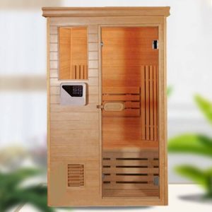 Luxus Holz FAR Infrarot-Sauna mit LED-Beleuchtung und Bedienfeld - 39.4"L x 39.4"B x 78.7"H